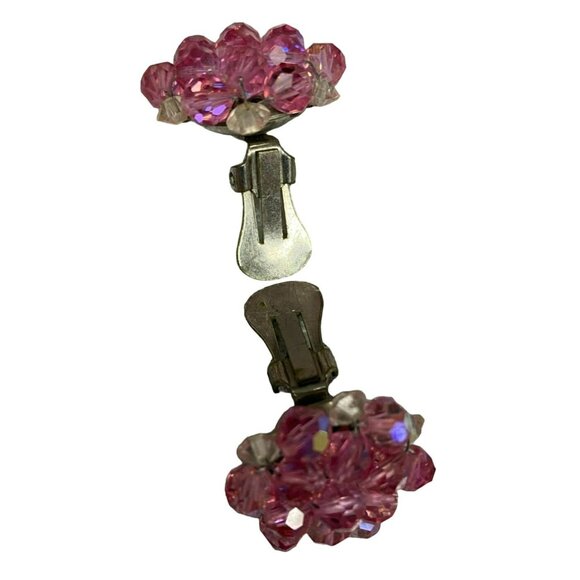 MCM Beaded Necklace and Clip on Earring Set - Pink AB and Faux Pearl Beads - Picture 7 of 8